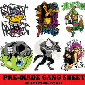 Street Wear #1 - ADULT PRINT - PRE-MADE GANG SHEET