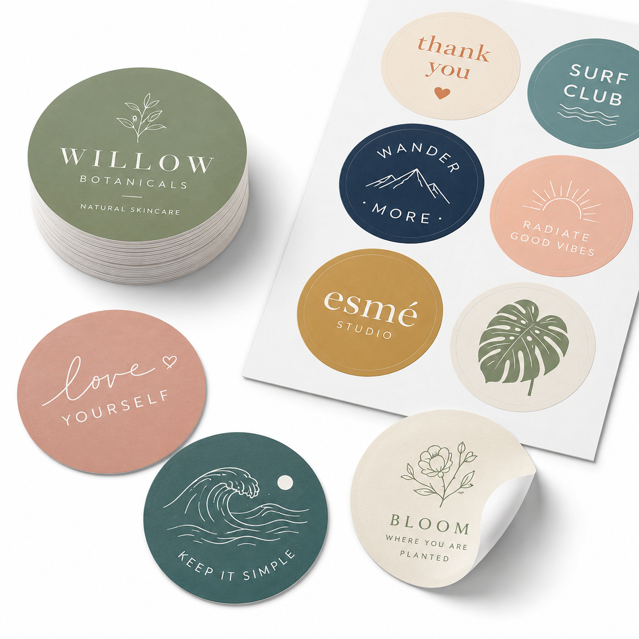 custom circle stickers for product labels and packaging