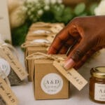 Personalised wedding favour tags, stickers and jar labels