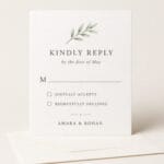 Wedding RSVP reply card with envelope