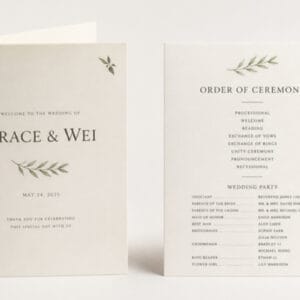 Folded and flat wedding ceremony programs