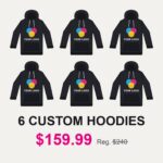 6 custom hoodies with your full colour logo, $159.99 deal at Ron Russ Print Brampton