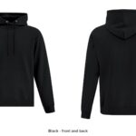 Custom printed ATC F2500 hoodie, Black · front and back, Ron Russ Print Brampton