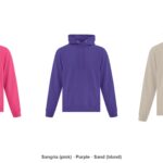 Custom printed ATC F2500 hoodie in pink (Sangria), purple and blond (Sand), Ron Russ Print Brampton