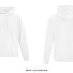 Custom printed ATC F2500 hoodie, White · front and back, Ron Russ Print Brampton