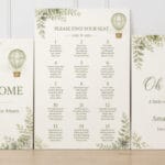 Baby shower seating chart display – sage green 3-piece foam board set