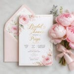 Floral bridal shower invitations with envelope
