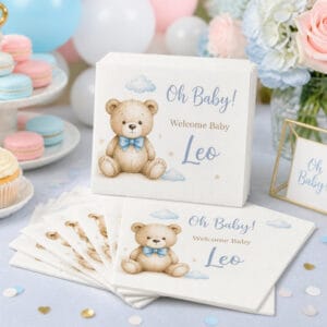 Custom printed baby shower napkins with baby name
