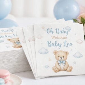 Custom printed baby shower napkins with baby name