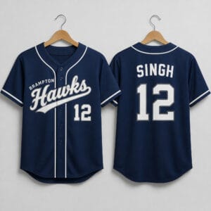 Custom printed team baseball jersey front and back