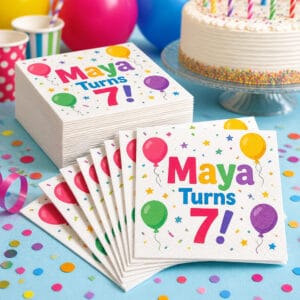 Custom printed birthday party napkins