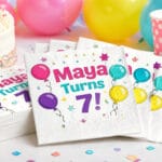 Custom printed birthday party napkins