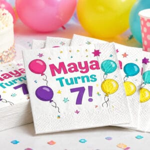 Custom printed birthday party napkins