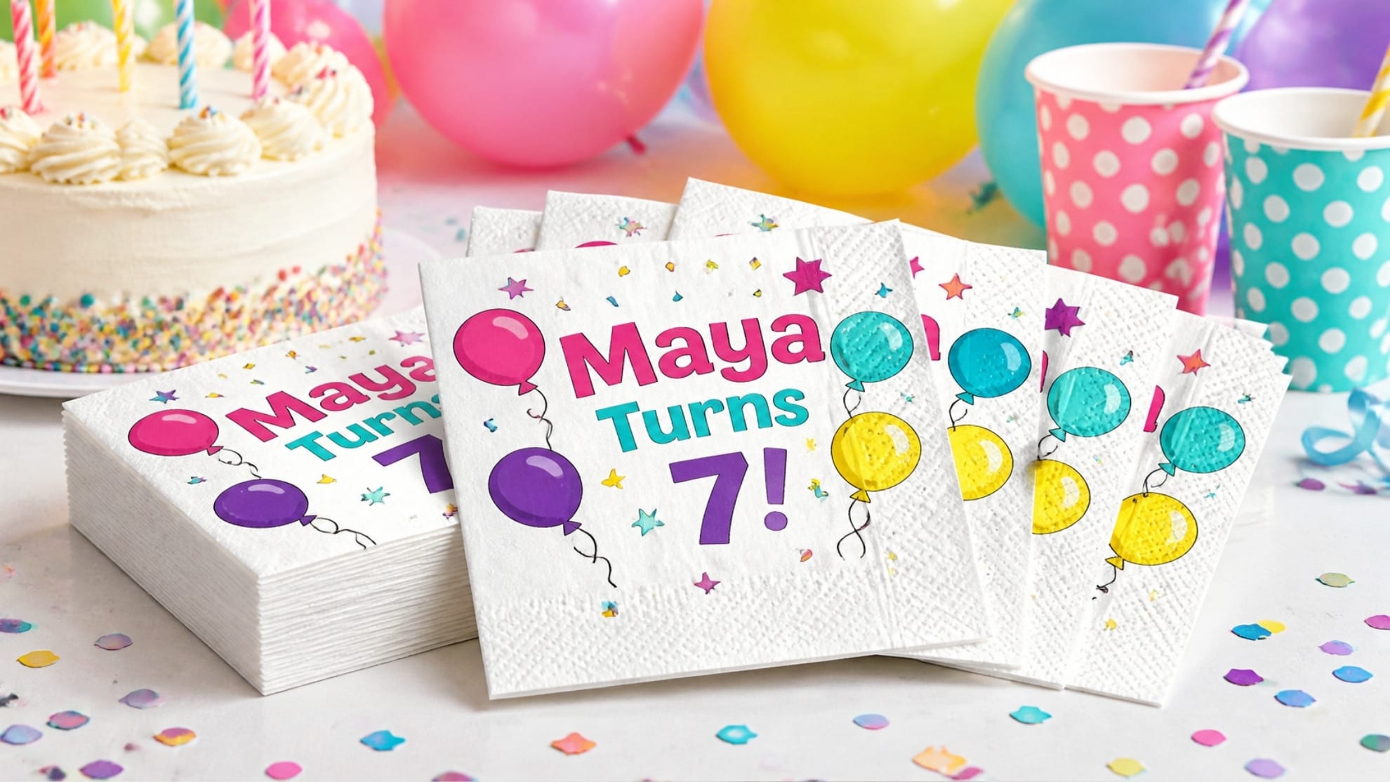 Custom printed birthday party napkins