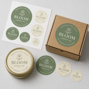 Custom round logo stickers on packaging