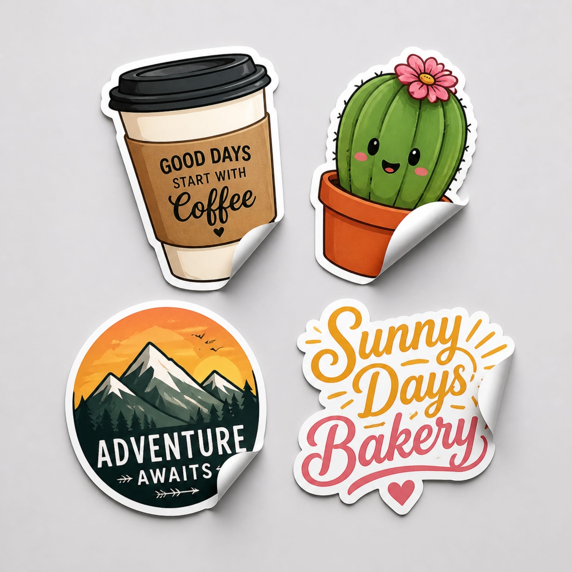 Custom die-cut vinyl stickers in different shapes