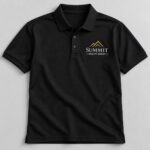Custom black polo shirt with an embroidered left chest business logo