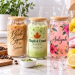 Custom Glass Can Tumblers with Bamboo Lid by Ron Russ Print Brampton