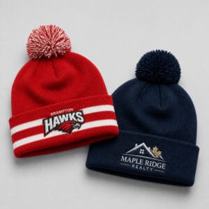 Custom embroidered pom pom beanie – Ron Russ Print Brampton
