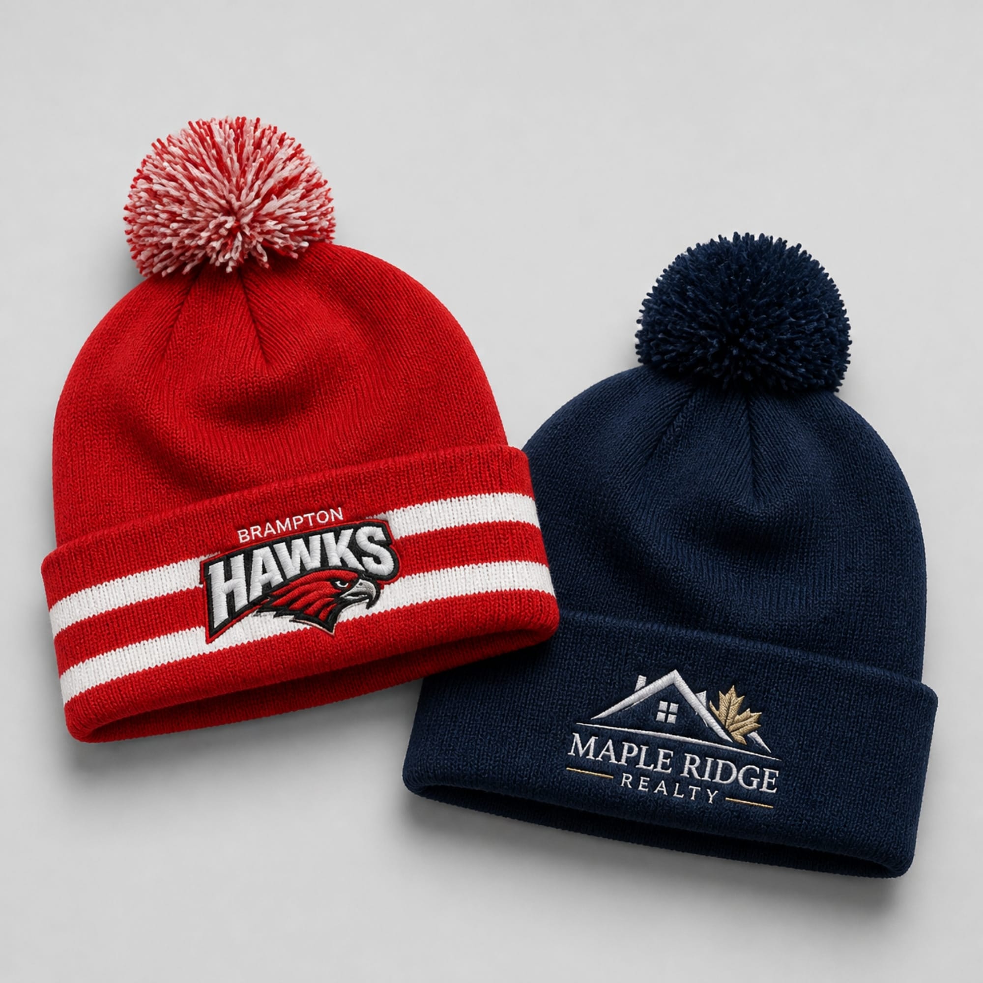 Custom embroidered pom pom beanie – Ron Russ Print Brampton