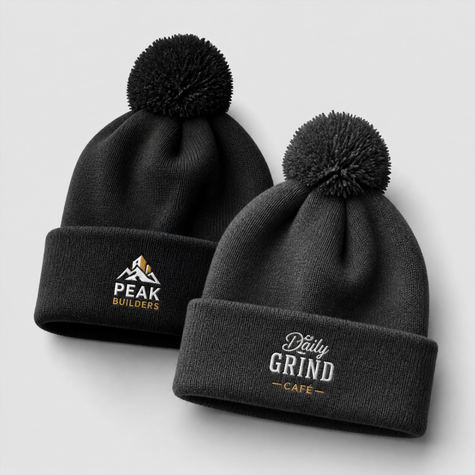 Custom embroidered pom pom cuff toque – Ron Russ Print Brampton