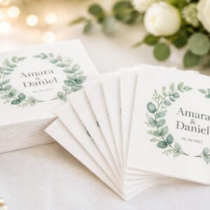 Custom printed wedding napkins with names and date