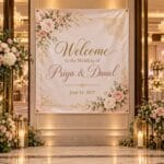 Custom wedding welcome banner with names and date