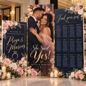 Custom engagement party 3-piece foam board seating chart display set – Ron Russ Print Brampton
