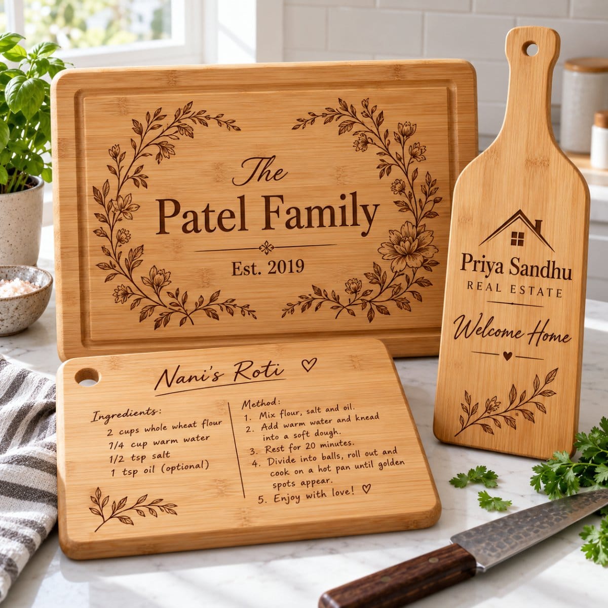 Engraved Bamboo Cutting Boards by Ron Russ Print Brampton