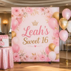 Printed foam board photo backdrop for parties