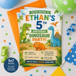 Kids birthday party invitations with envelopes