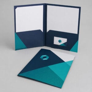 Custom printed 9x12 presentation folders with two pockets and a business card slit