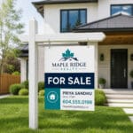Custom real estate for sale sign on post
