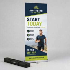 Retractable roll-up banner stand with carry bag