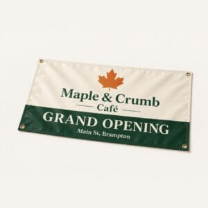 Custom vinyl banner with grommets printed in Brampton – grand opening banner
