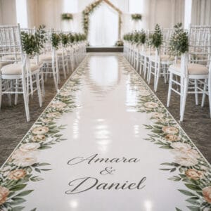 Printed vinyl wedding aisle floor runner