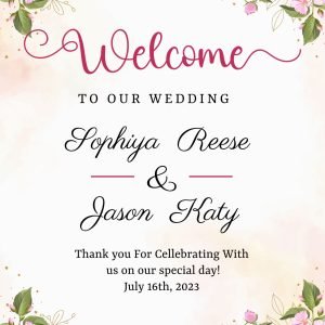 Pink Floral Wedding Welcome Sign